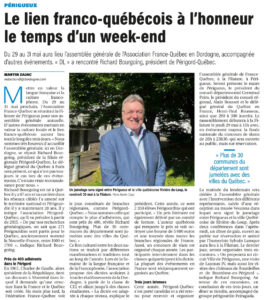 Annonce du jumelage (Dordogne Libre du 36/05/2025)