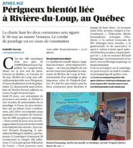Annonce du projet de jumelage (Sud-Ouest du 25/03/2025)